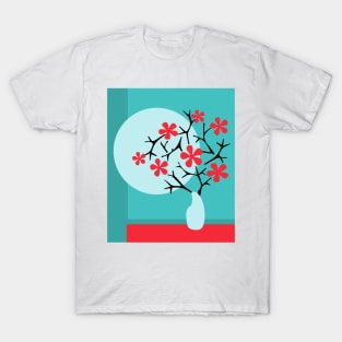 Twigs Flowers Bouquet Vase Moon T-Shirt